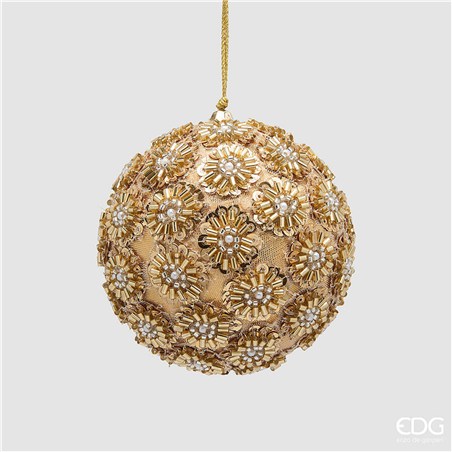 Sfera D10cm Flower Perline Gold White