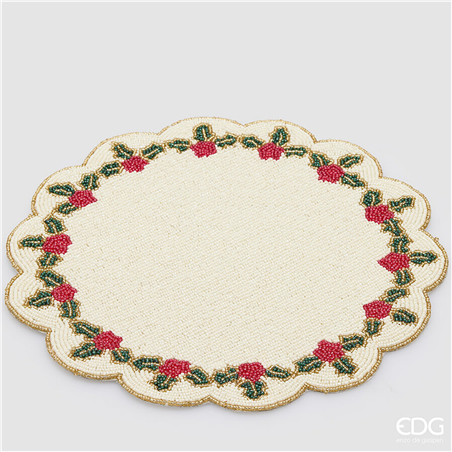 Sottopiatto Tessuto Decorato Strass D35cm Agrifoglio