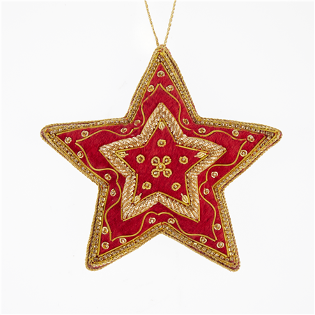 Ornamento Stella Decorata Con Gemme Oro