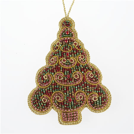 Ornamento Albero Swirl Decorato Rosso
