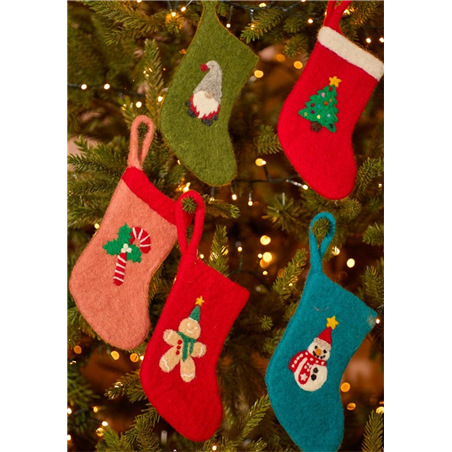 Mini Calza Befana Feltro Soggetti Natale 20cm Multicolor