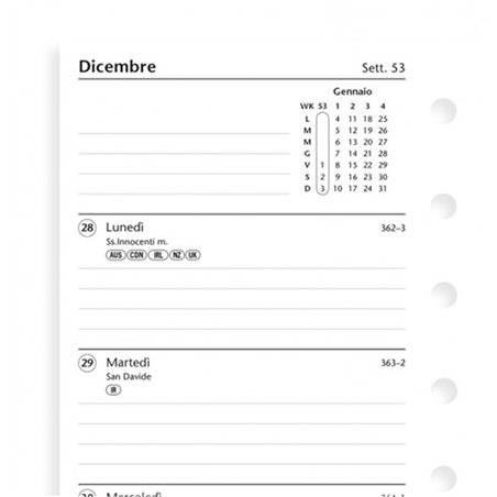 Diario Settimanale Pocket Italiano Carta Bianca Con Righe