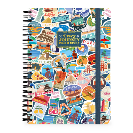 Spiral Notebook - Maxi - Righe Travel Stickers