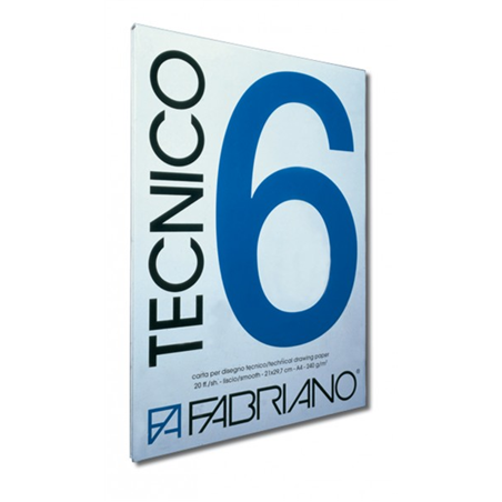 Blocco  Tecnico 6 29,7x42 Cm Fogli Lisci 240 Gr 20 Fogli - Blocco Collato Su 1 Lato