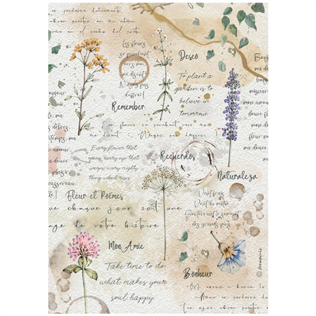 Carta Di Riso A4 Gr. 28 Fiori E Scritte
