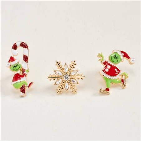 Spilla Grinch Pattini Candycanes Fiocco N 3pz