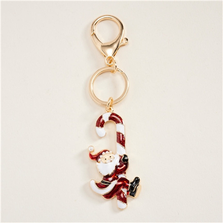 Portachiavi Babbo Naatle Con Candycanes Red