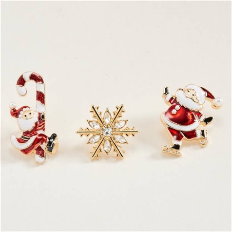 Spilla Babbo Natale Candycane Pattini Fiocco