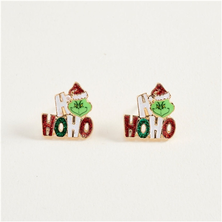 Orecchini Grinch Hohoho Red White Green