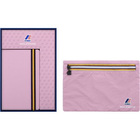 Taccuino Large, A Righe, Hard Con Astuccio K-Way Rosa