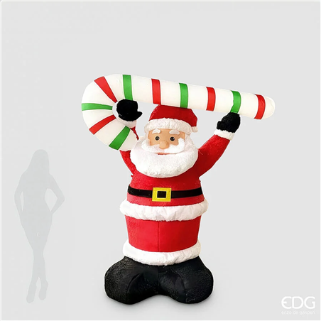Babbo Natale Gonfiabile Esterno H250cm D190cm Babbo Natale Con Candycane E Led