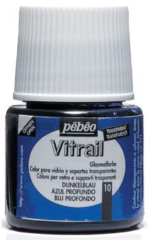 Pébéo Vitrail - Colore per vetro trasparente Blu intenso (010) flacone da 45 ml — immagine 2