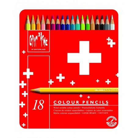 Caran D'Ache 18 Pieces Swisscolor Pencils In Metal Box