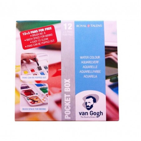 Van Gogh Confezione Acquerelli 12+3  Pocket Box + Pennello N°6
