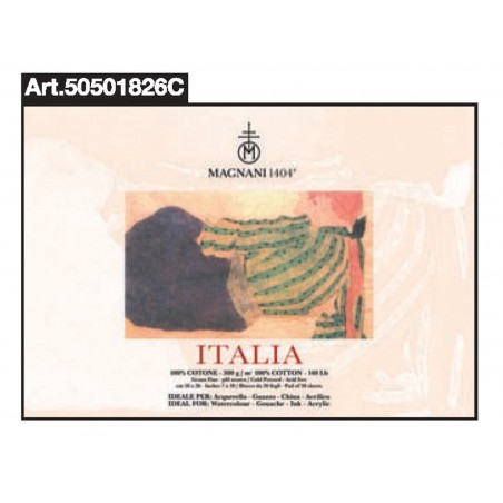 Blocco Italia 18x26cm 100% Cotone Grana Fina 300gr/mq 20 Fogli