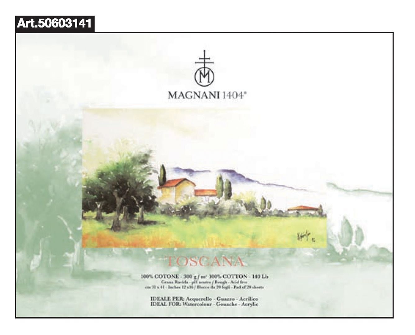 Blocco Toscana 31x41cm 100% Cotone Grana Grossa 300gr/mq 20 Fogli