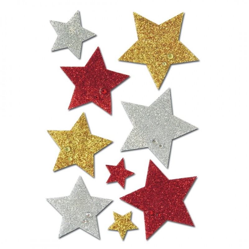 Herma Stickers Adesivi Natale Stelle Glitter Mix Rosso/argento/oro