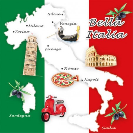 Tovagliolo 33x33 Carta Decorato  Bella Italia