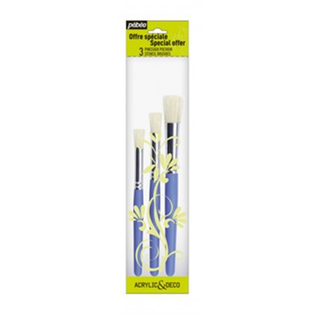Astuccio 3 Pennelli Stencil
