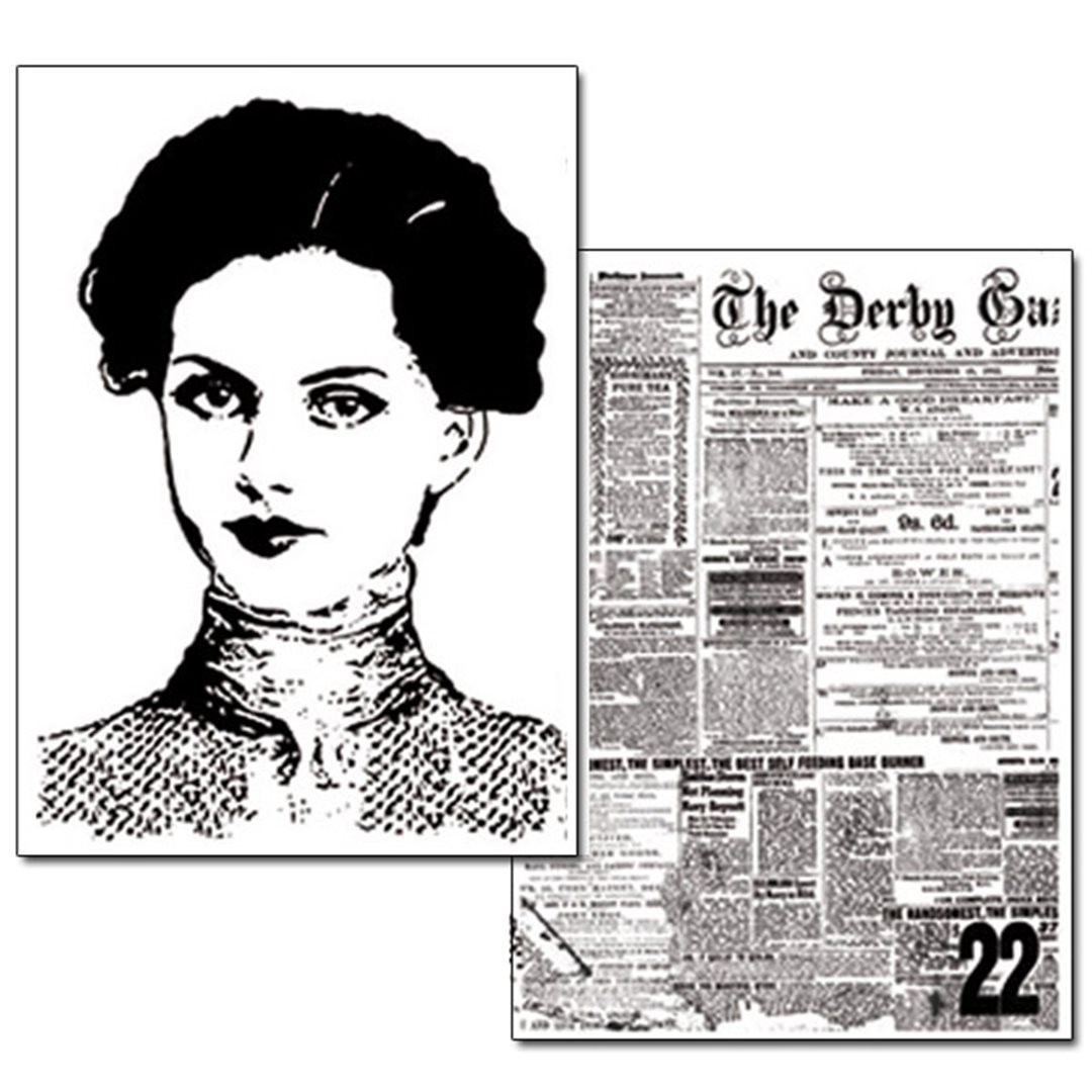 Confezione 2 Fogli Carta Transfer A4 B/n Newspaper — immagine 2