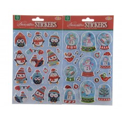 3d Christmas Stickers Multi 25x14cm Ass Penguins / Boule | Decoris